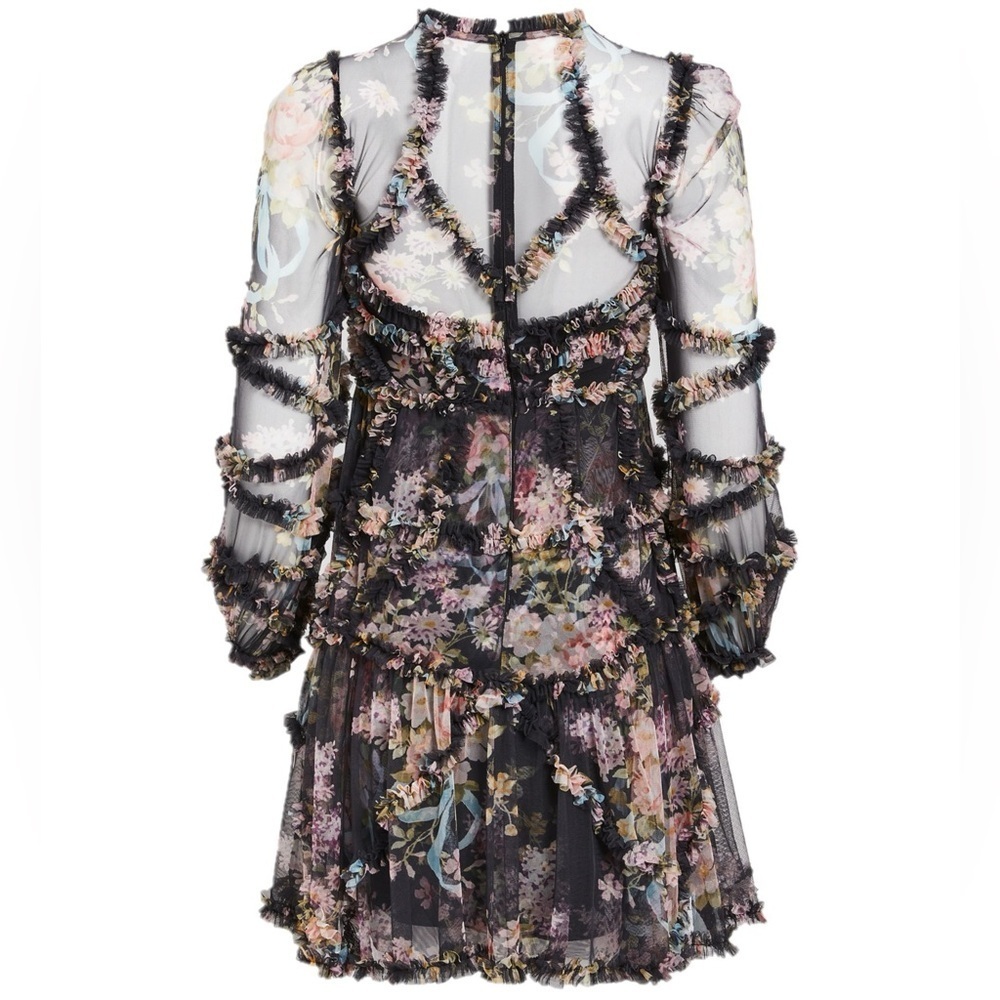 Needle & Thread Floral Ruffle Diamon Dress Mini - Picture 2 of 10